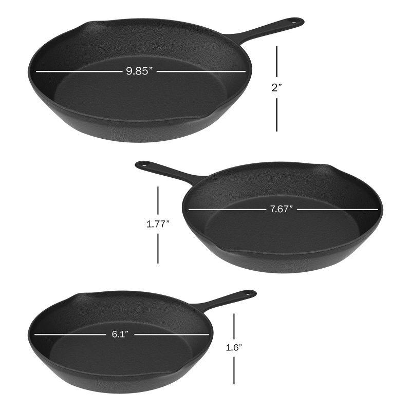 Hastings Home Nonstick Cast Iron Frying Pan Set - 3 Skillets