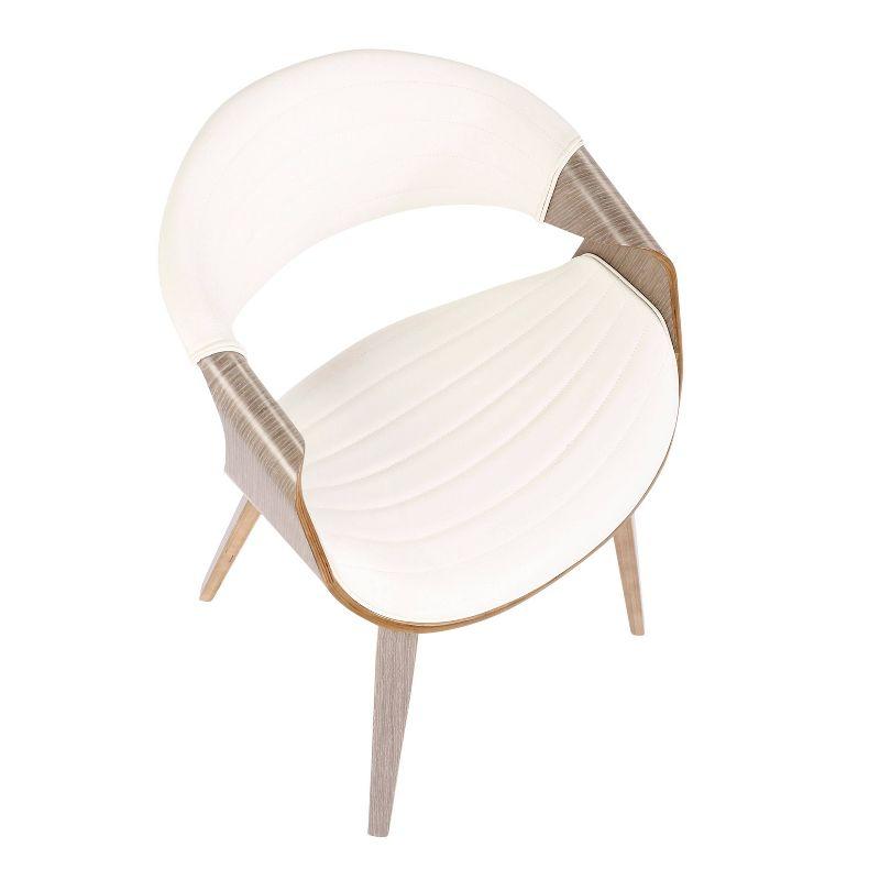 Symphony Mid-Century Modern Dining Accent Chair: Faux Leather, Wood Legs, Tufted - LumiSource