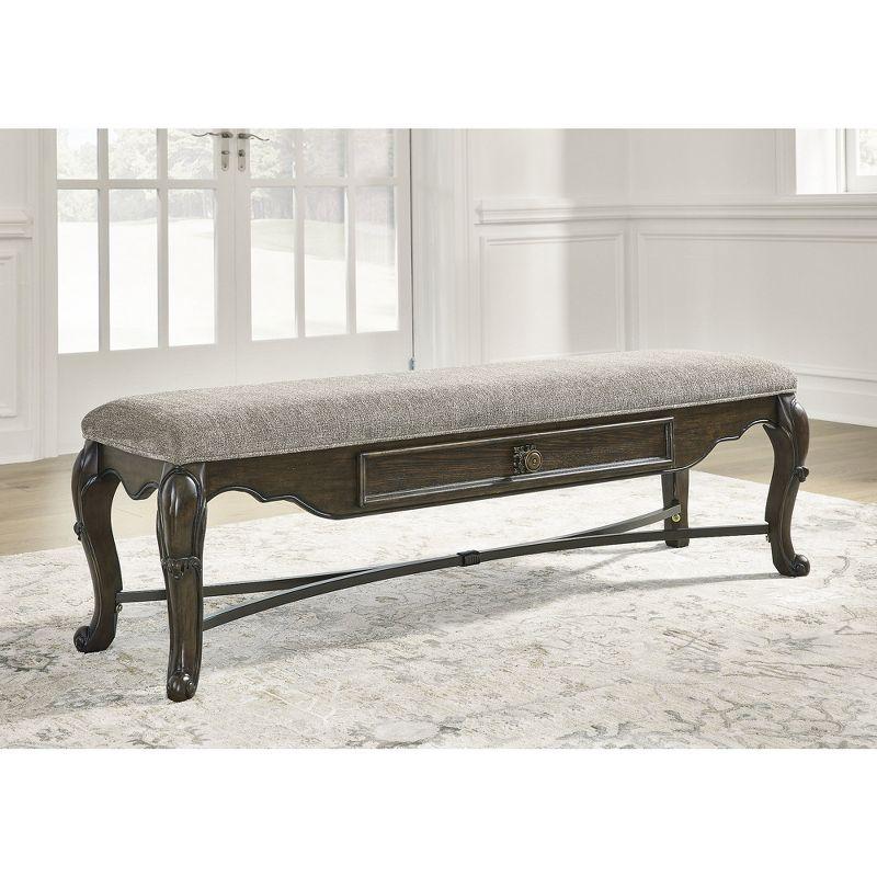 Signature Design by Ashley Maylee 63" 1 Drawer Dining Bench, Dark Brown