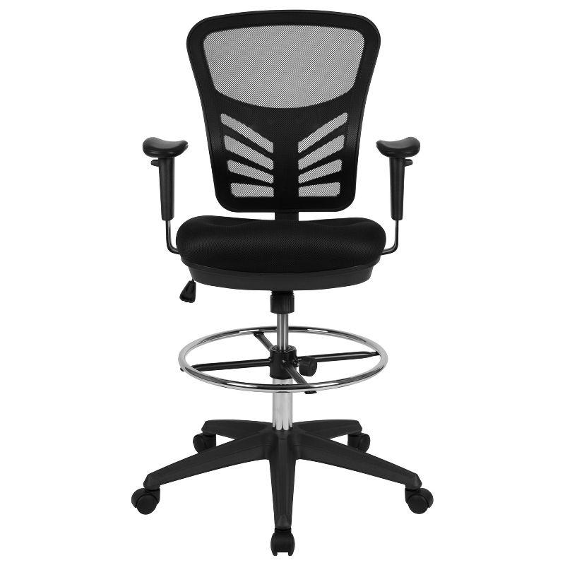 Mid-Back Ergonomic Drafting Chair with Adjustable Chrome Foot Ring, Adjustable Arms