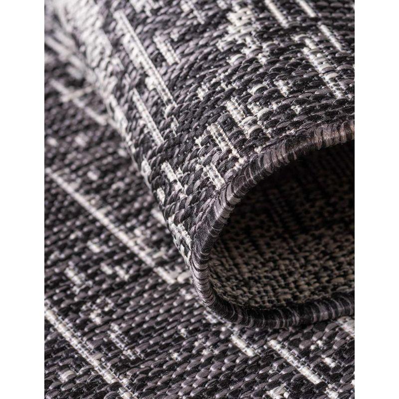 Charcoal Gray Abstract Synthetic 9' x 12' Washable Outdoor Rug