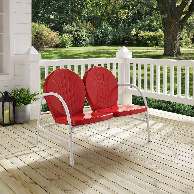 Griffith Red and White Metal Outdoor Loveseat