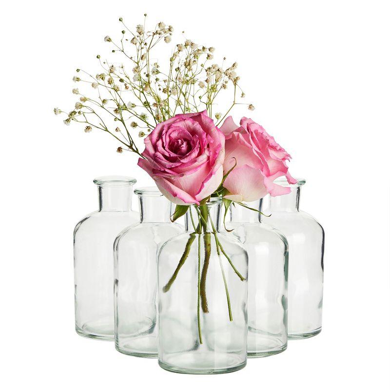 Juvale Farmlyn Creek 6-Pack Small Clear Vases for Centerpieces, Glass Jars for Stems, Flower Buds, Home Décor (2.8x5 In)