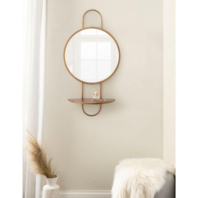 19"x33" Patel Round Mirror with Shelf - Kate & Laurel All Things Decor