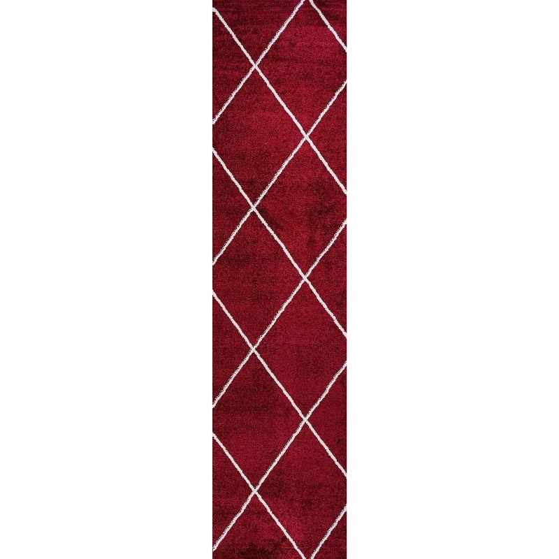 2'x10' Cole Minimalist Diamond Trellis Runner Rug, Red/White - JONATHAN Y