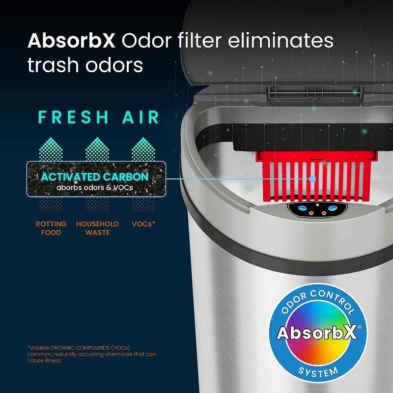 iTouchless Sensor Kitchen Trash Can with AbsorbX Odor Filter 13 Gallon Silver Stainless Steel