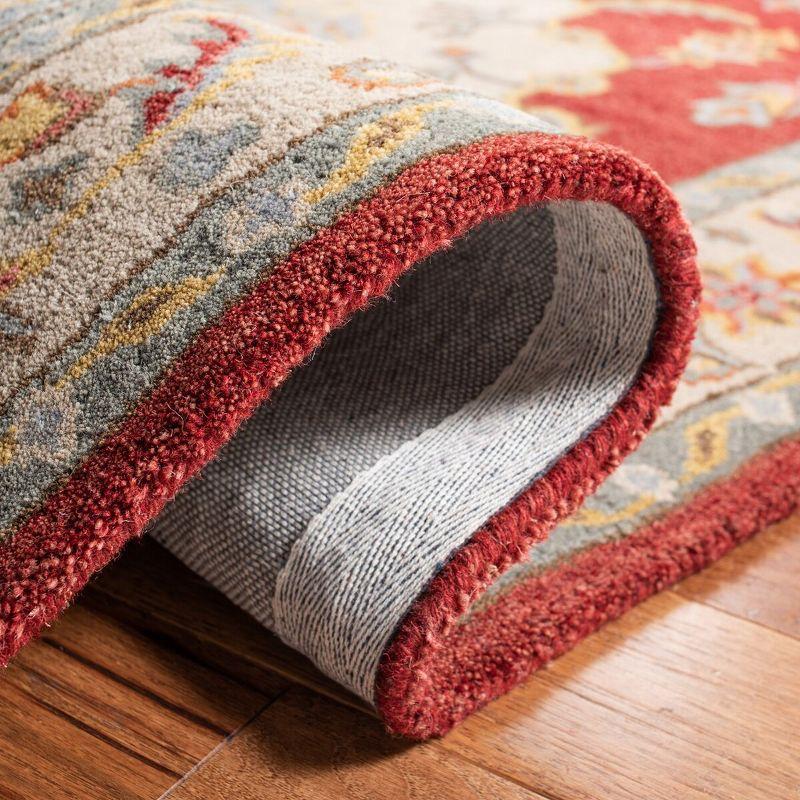 Red and Grey Handmade Wool Tufted 4' x 6' Area Rug