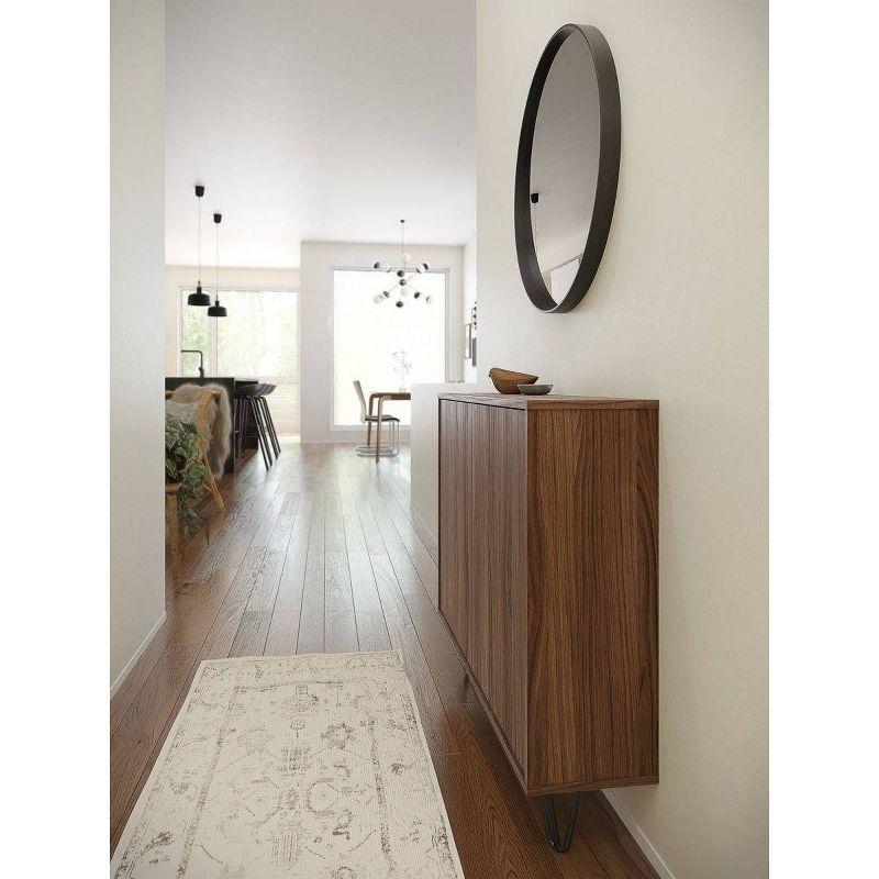 Slim Walnut 2-Door Storage Cabinet with Adjustable Shelving