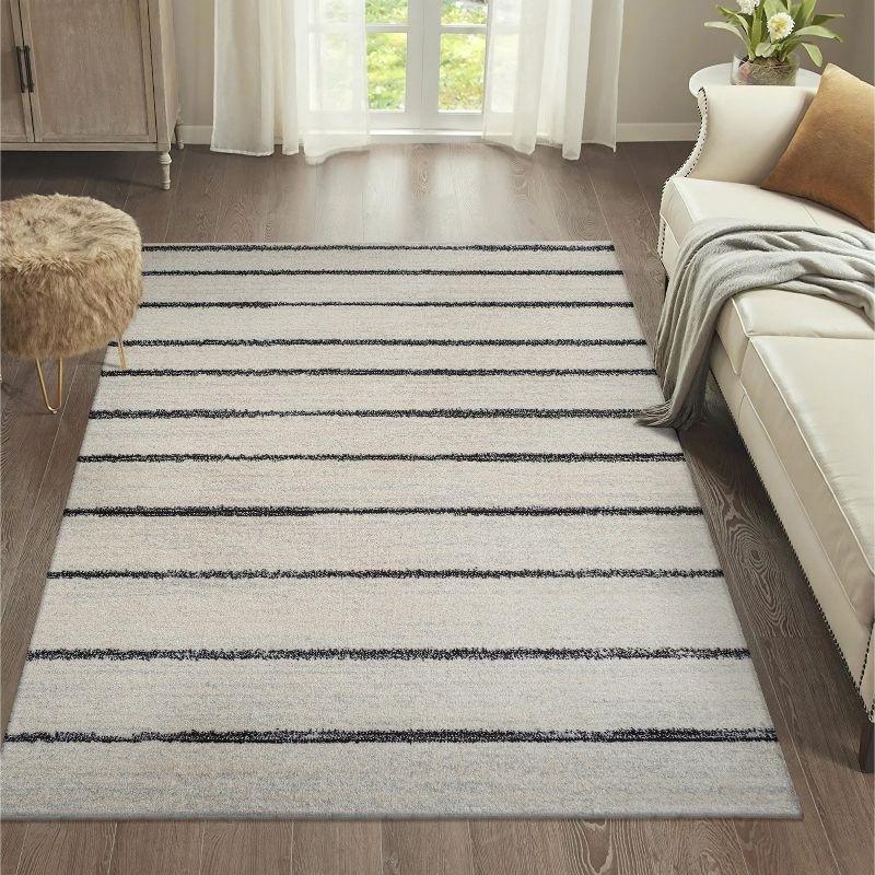 JONATHAN Y Williamsburg Minimalist Stripe Cream/Black 8 ft. x 10 ft. Area Rug
