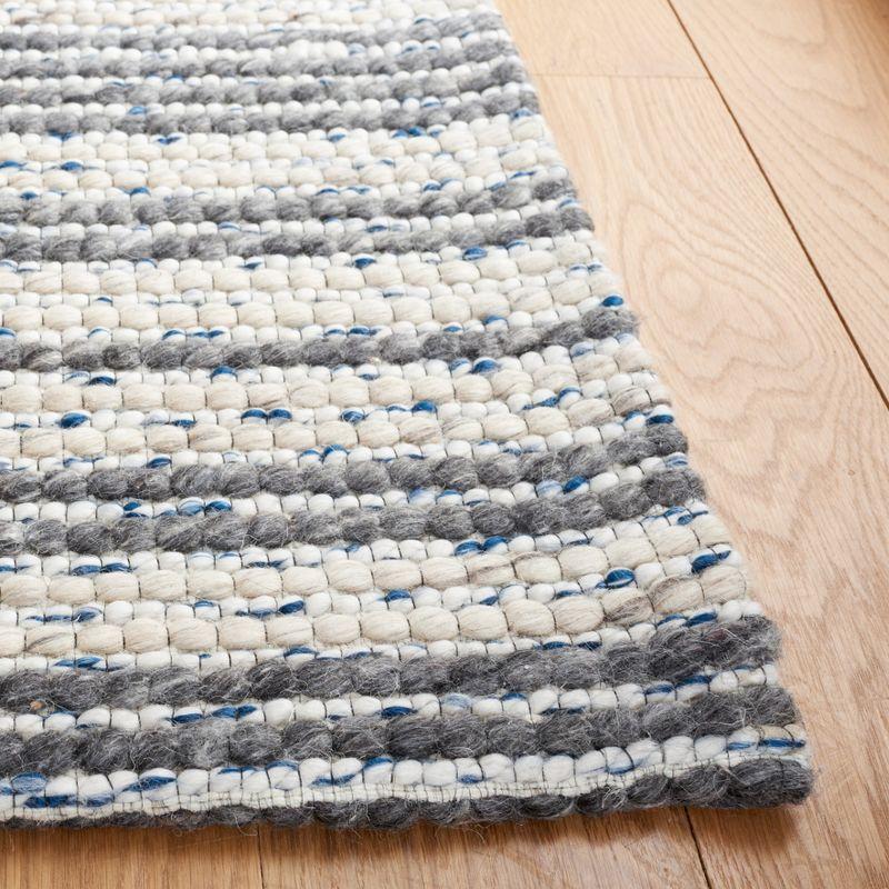 Ivory and Gray Handwoven Flatweave Wool Area Rug