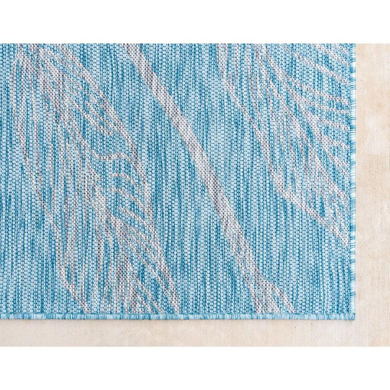 Unique Loom 7' 0 x 10' 0 Rectangle Indoor/Outdoor Botanical Light Aqua Area Rug
