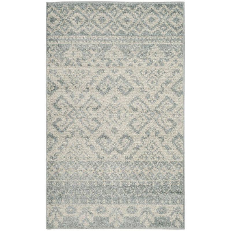 Adirondack Slate and Ivory Synthetic Area Rug 4' x 6'