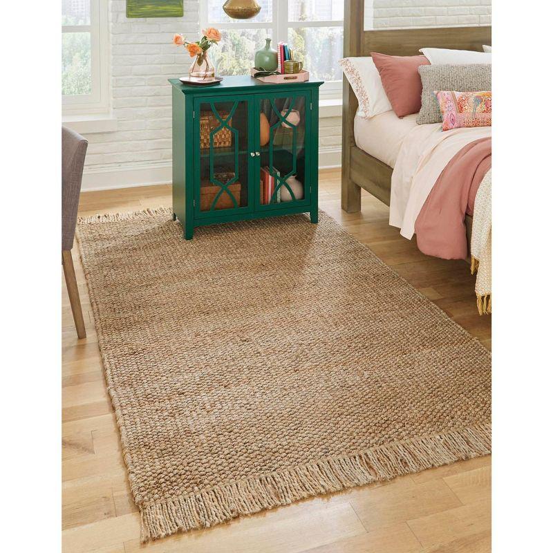 Handwoven Eco-Friendly Tan Jute 5' x 8' Rectangular Area Rug