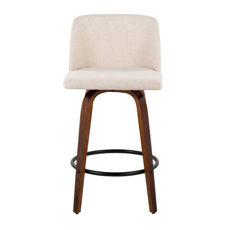 Set of 2 Toriano Counter Height Barstool : Mid-Century Tapered Leg, Swivel Seat, Footrest - LumiSource