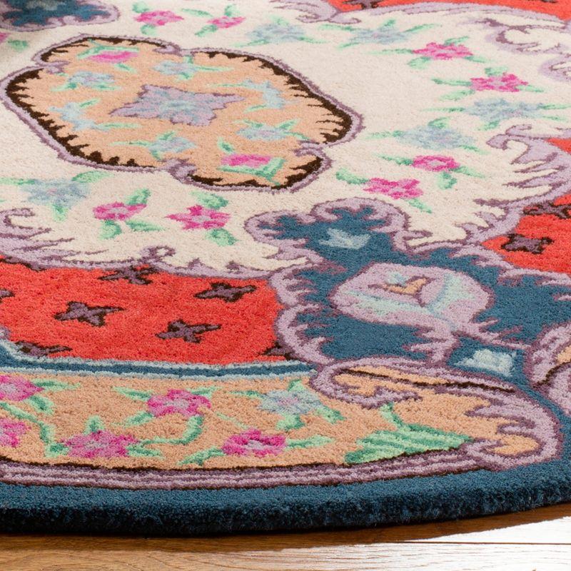 Bellagio BLG535 Hand Tufted Area Rug - Ivory/Pink - 5' round - Safavieh.