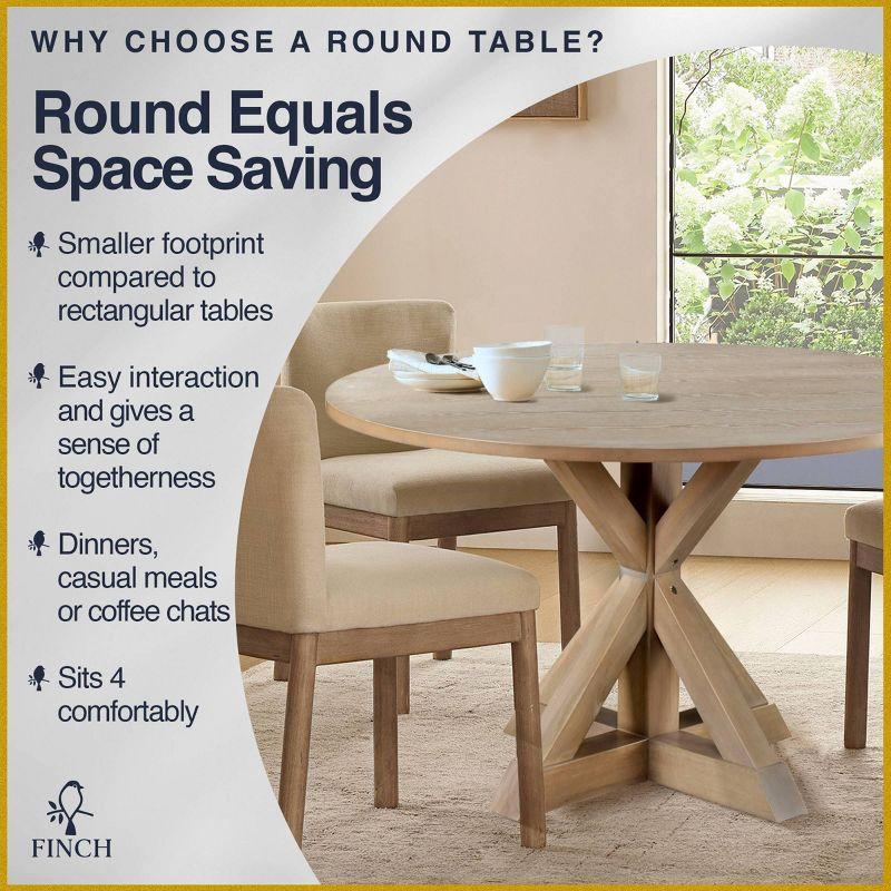 Finch Alfred Round Solid Wood Rustic Dining Table