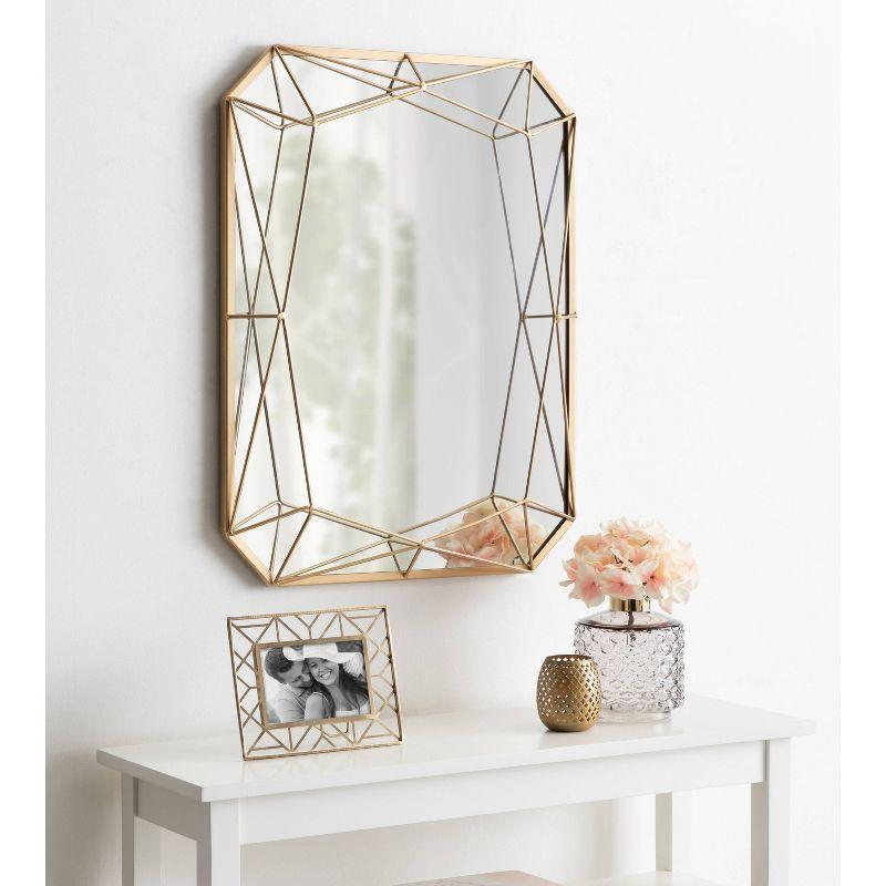 Keyleigh 31"x25.5" Gold Metal Geometric Rectangular Wall Mirror