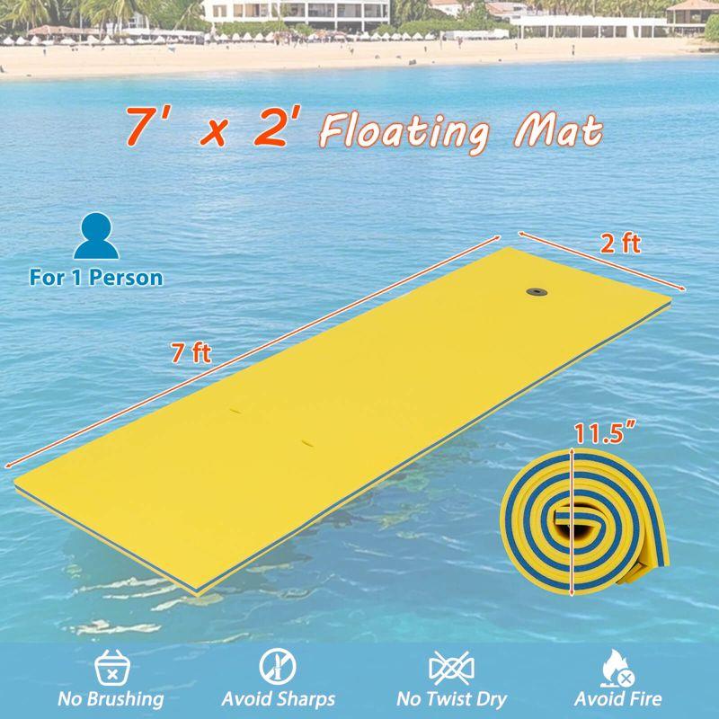 Costway 3-Layer Tear-Resistant Foam Floating Pad Island Water Sports Relaxing Yellow