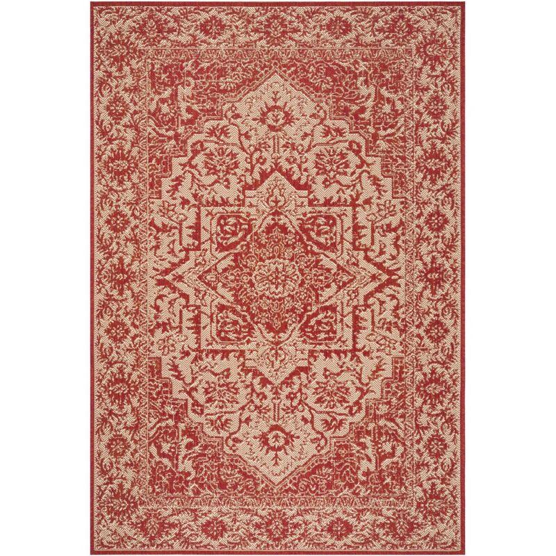 Beach House BHS139 Power Loomed Indoor/Outdoor Area Rug - Red/Creme - 5'3"x7'6" - Safavieh