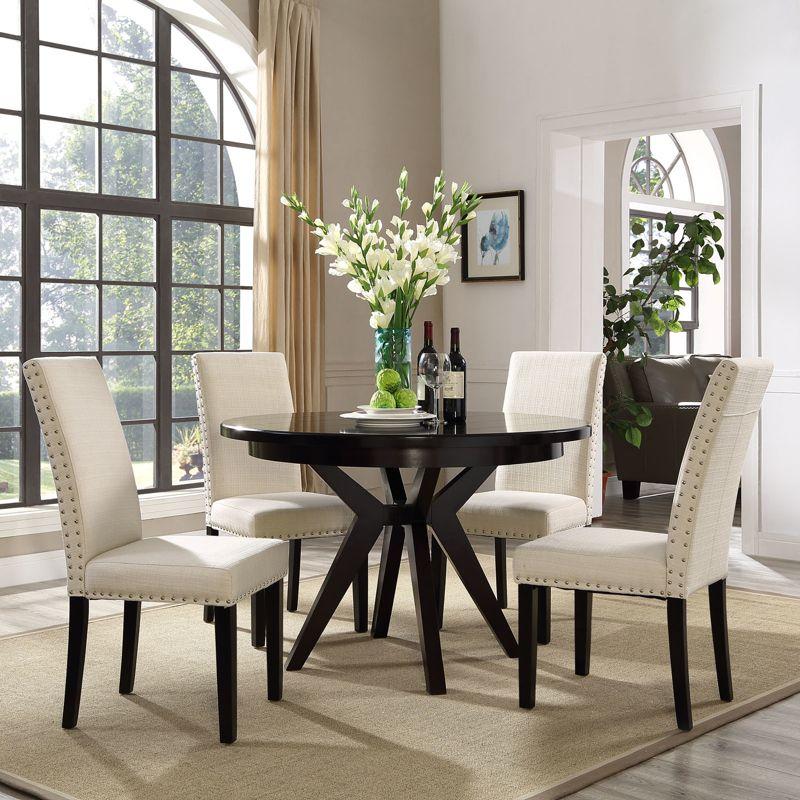 Modway Parcel Dining Fabric Side Chair Beige: Polyester Upholstery, Wood Frame, Armless Parsons Design, 287 lb Capacity