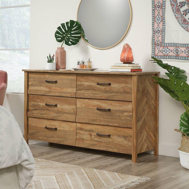 Cannery Bridge 6 Drawer Dresser Brown - Sauder: Sindoori Mango, Smooth Metal Runners, MDF Composite