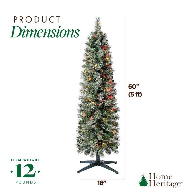 Home Heritage 5' Pencil Pine Prelit Artificial Christmas Tree 150 Color Lights