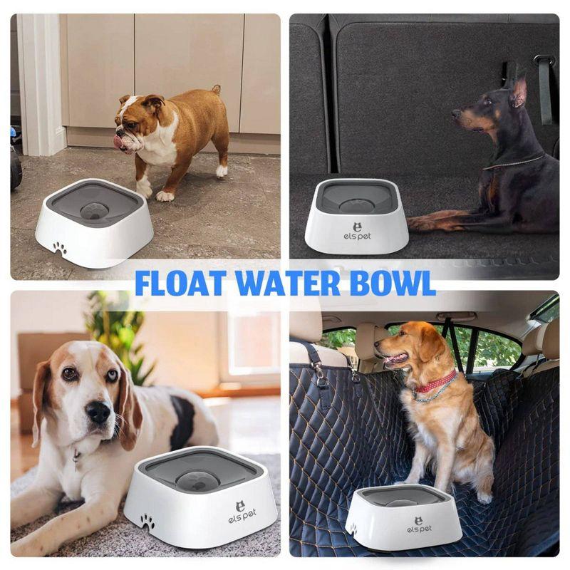 Els Pet 2L White and Gray Floating Dog Bowl