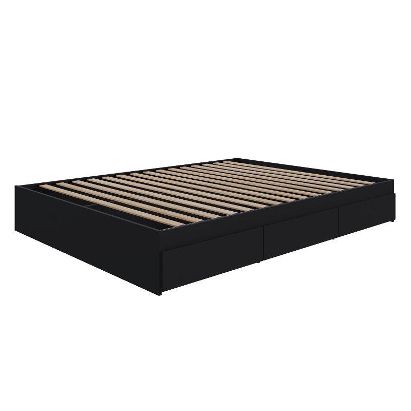 Full Black Engineered Wood Storage Bed Frame with 3 Drawers