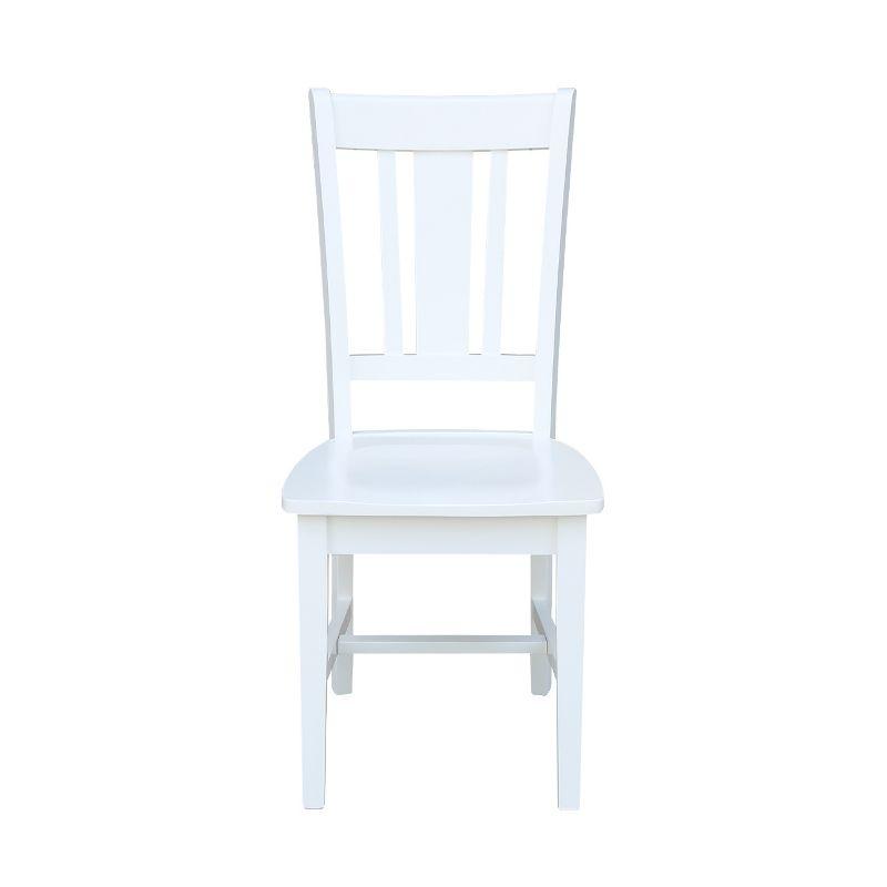 White High Back Solid Wood Slat Dining Chair Set