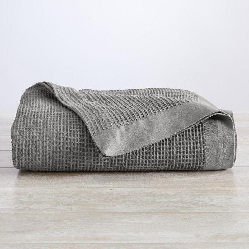 100% Cotton Lightweight Waffle Weave Summer Bed Blanket - Great Bay Home (Twin, Light Grey)