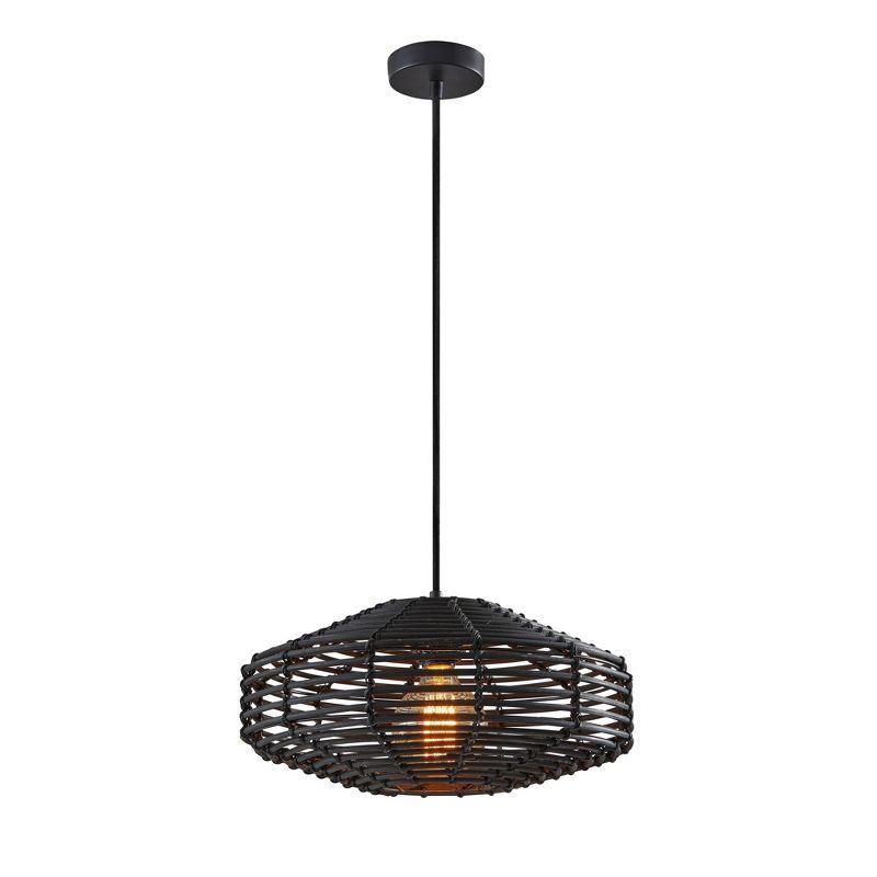 Black Rattan Globe Pendant Light with Vintage Bulb