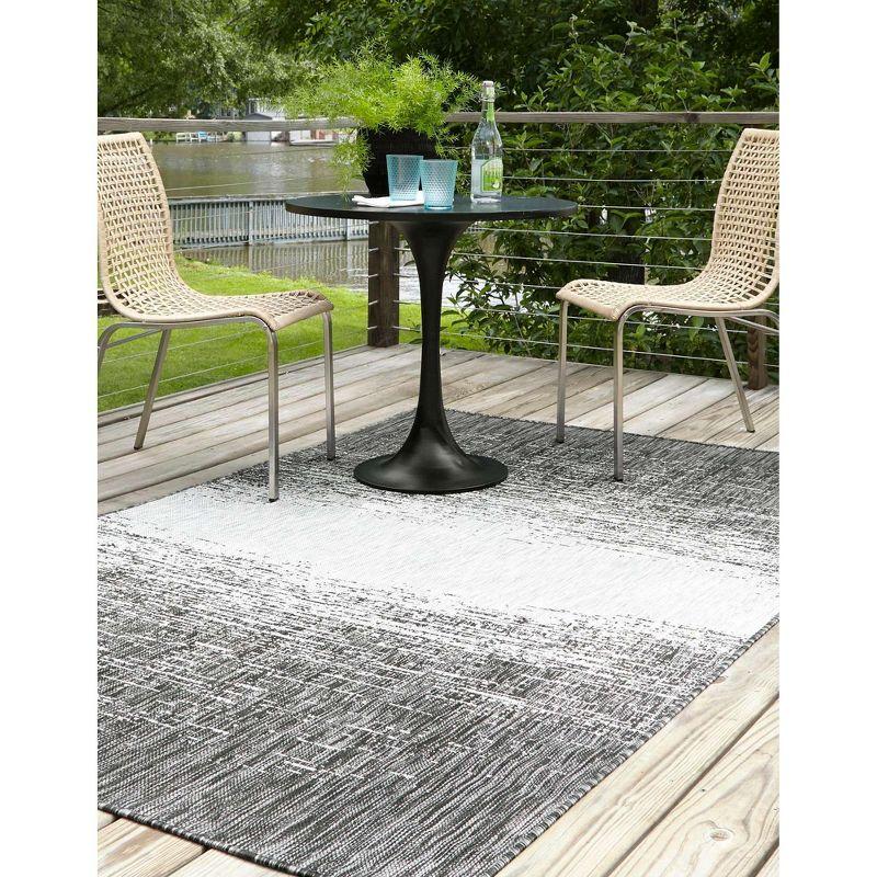 Charcoal Gray Abstract Synthetic 8' x 10' Washable Rug