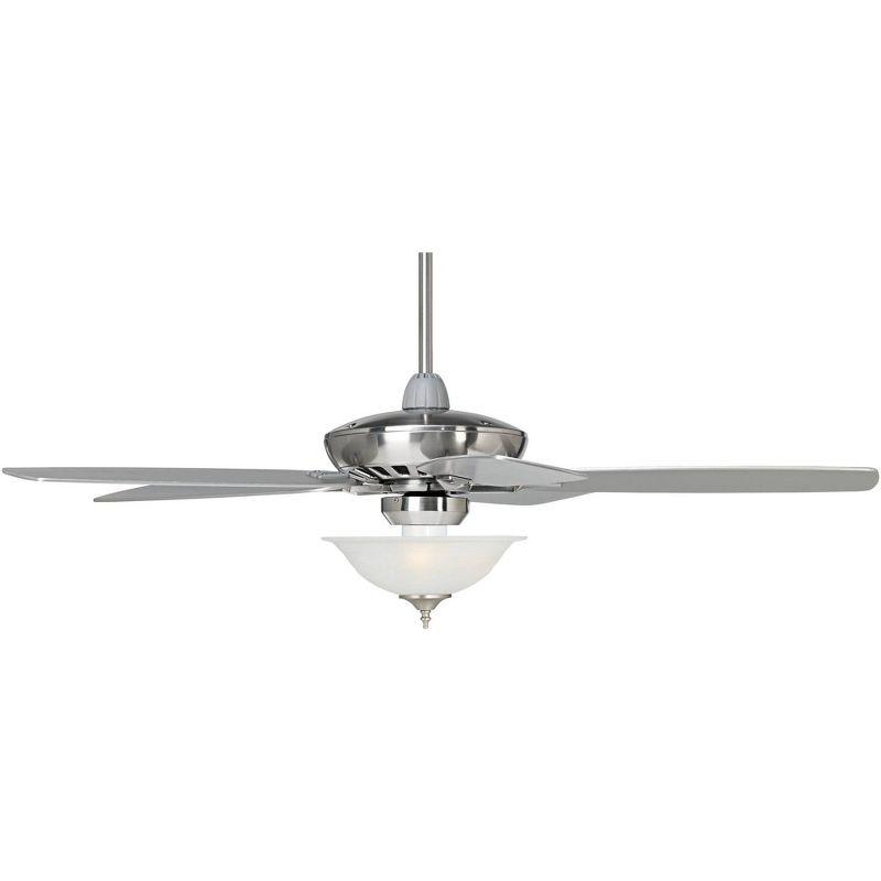 52" Casa Vieja Modern Indoor Ceiling Fan with Light LED Dimmable Remote Brushed Nickel Alabaster Glass Living Room Kitchen Bedroom