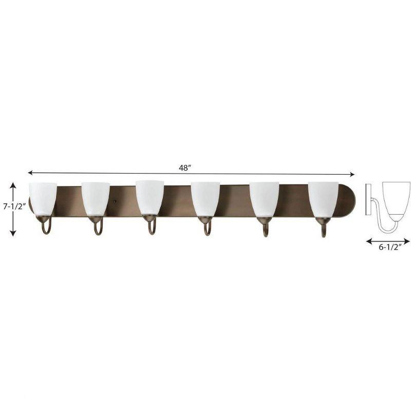 Progress Lighting Gather 6-Light Bath Bracket, Steel, Antique Bronze, Etched Glass Shades