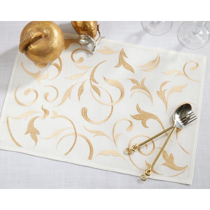 Saro Lifestyle Leafy Beauty Embroidered Placemat (Set of 4)