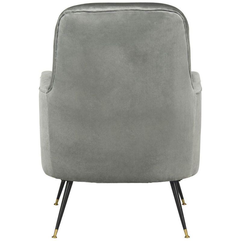 Noelle Velvet Retro Mid Century Accent Chair  - Light Grey - Safavieh