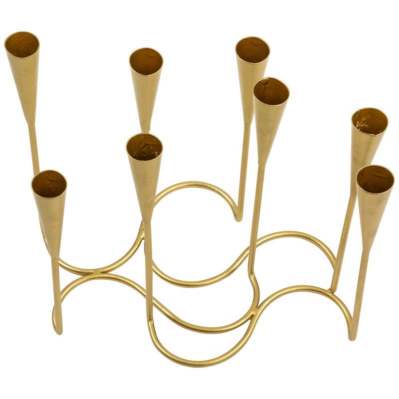 Northlight Seasonal Modern 8 Taper Candle Holder Candelabra - 11" - Matte Gold Finish