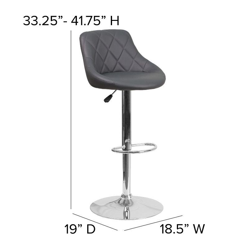 Flash Furniture Contemporary Vinyl Bucket Seat Adjustable Height Barstool with Diamond Pattern Back and Chrome Base