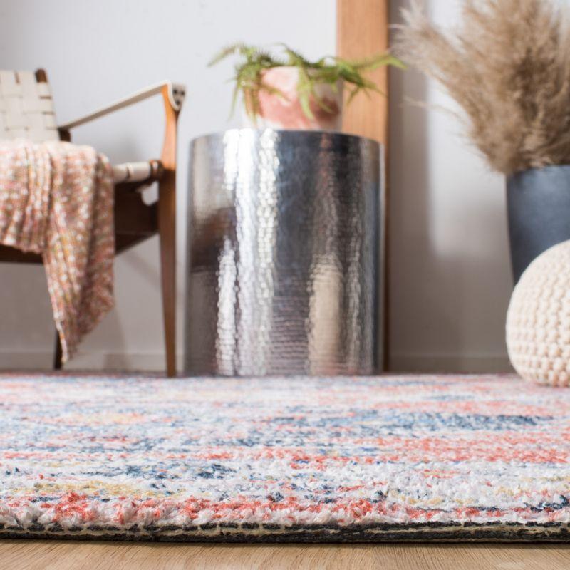 Handmade Blue Cotton and Synthetic Flat Woven Rug