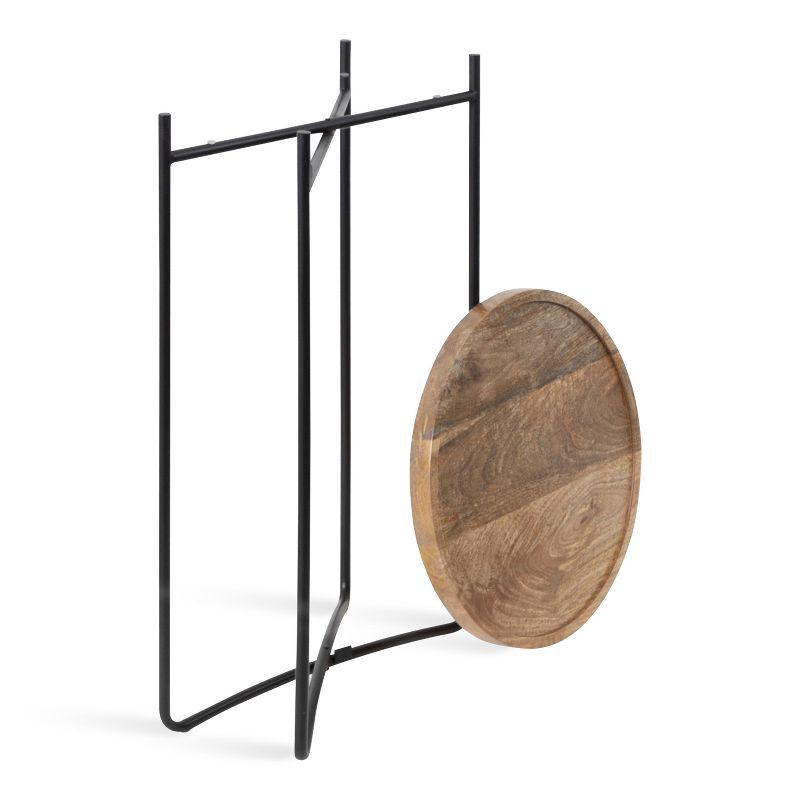 Kate and Laurel Vale Round Metal Side Table, 16x16x25, Natural and Black