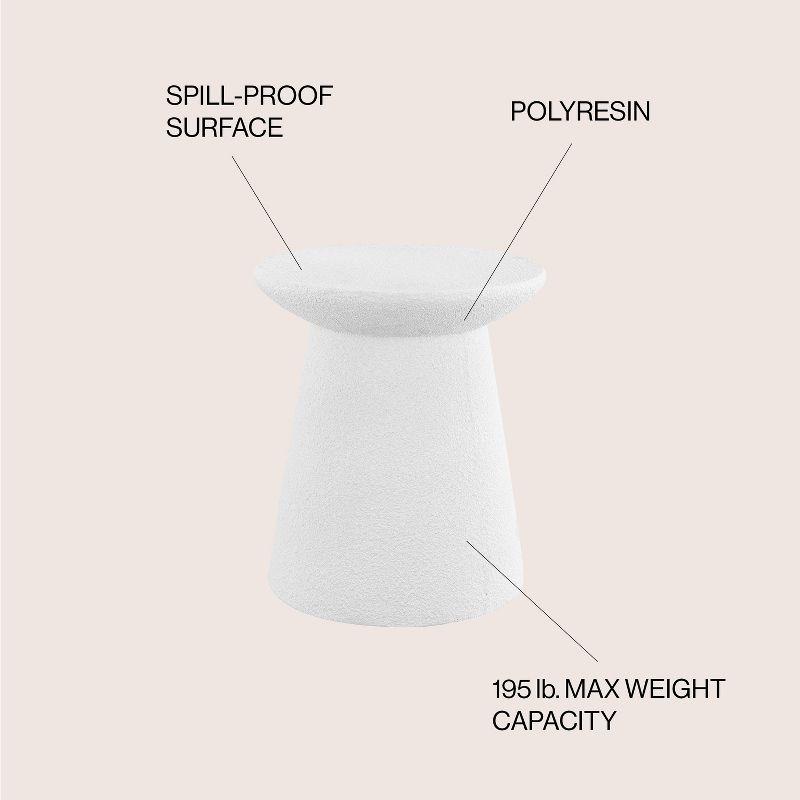 Hollie 18" Minimalist Modern Drum Accent Table Pedestal, White Frosted - JONATHAN Y