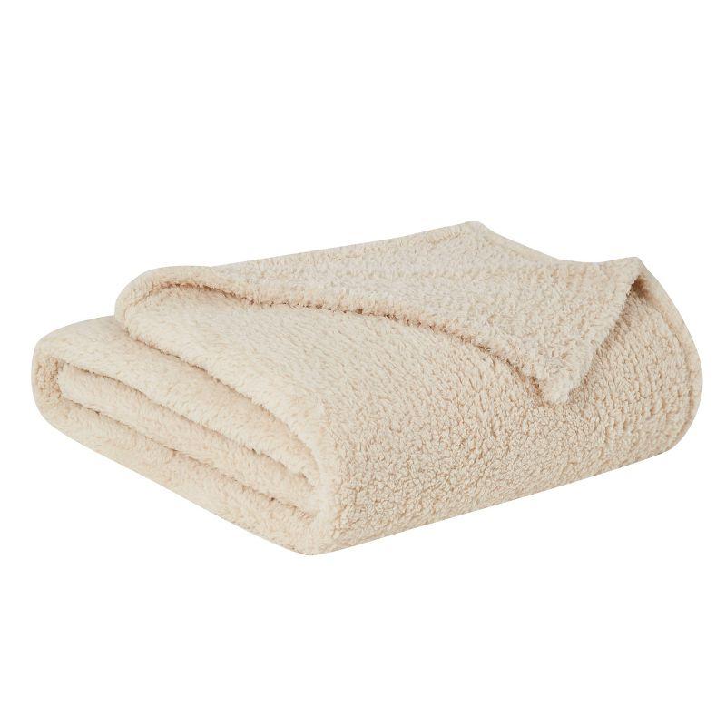 My World Full/Queen Cloud Faux Shearling Blanket Ivory: Cozy Polyester, Machine Washable, All Ages