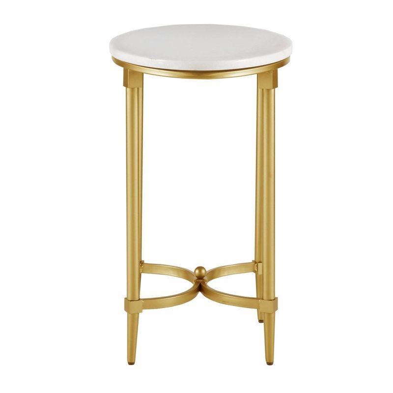 Bordeaux Marble Top Oval Gold Metal End Table