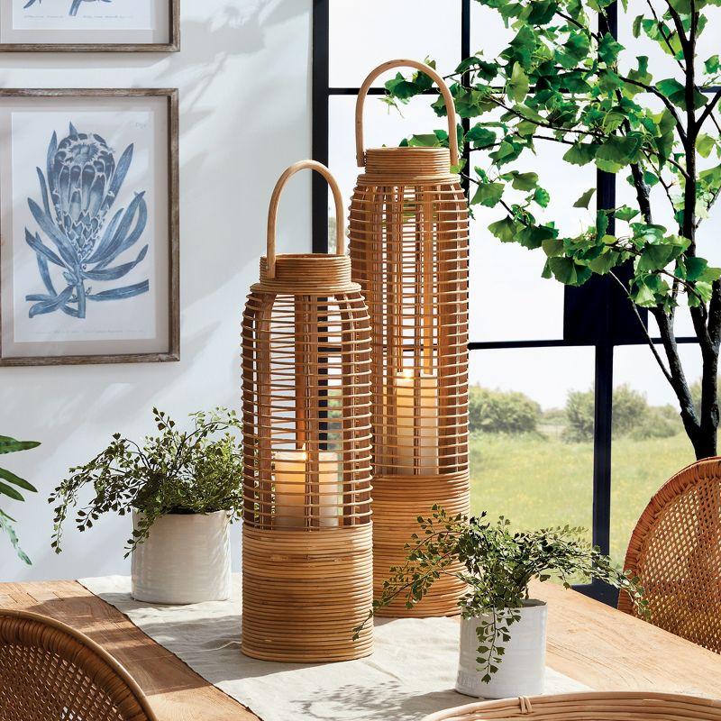 Large Natural Rattan Coastal Lantern