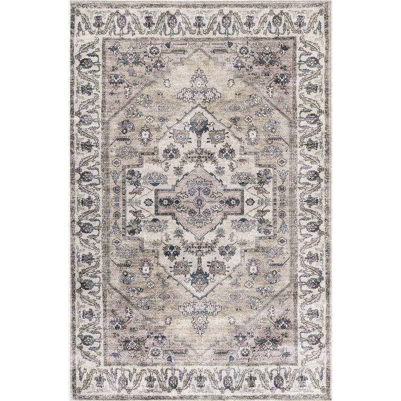 Nourison Washable Brilliance Medallion Indoor Rug Beige Multicolor 4' x 6'