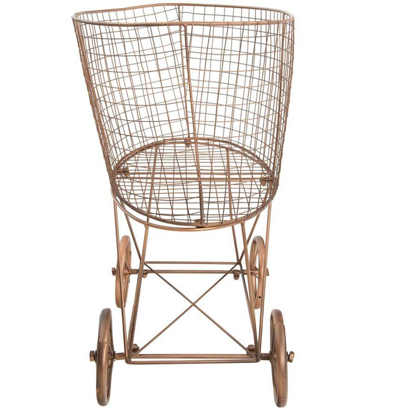 Storied Home Metal Rolling Laundry Cart with Rack, Copper