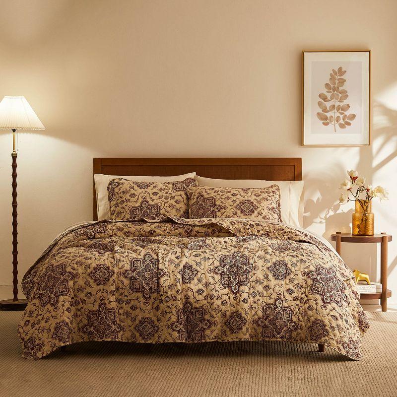 Southshore Fine Living Oversized Persia Lightweight 3-Piece Quilt Set Eggplant Full / Queen