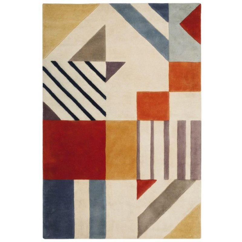 Ivory Geometric Hand Tufted Wool Area Rug