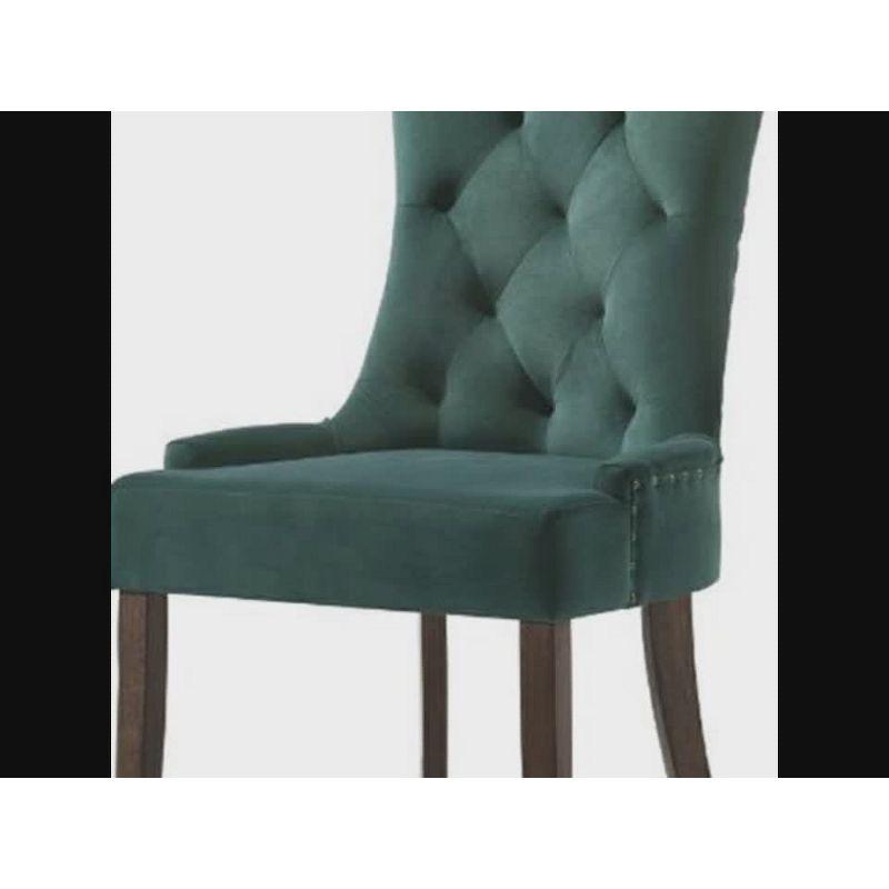 22" Farren Accent Chair Green Velvet/Espresso Finish - Acme Furniture: Linen Upholstery, Nailhead, Tufted Back