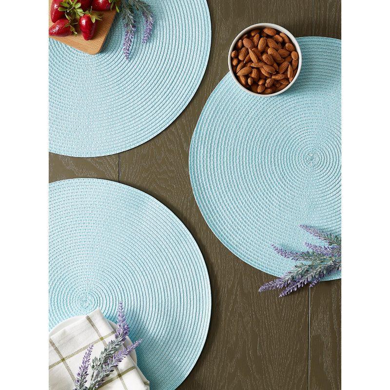 DII Solid Woven Placemat Set 6 Piece, Robbins Egg Blue, 15" Dia